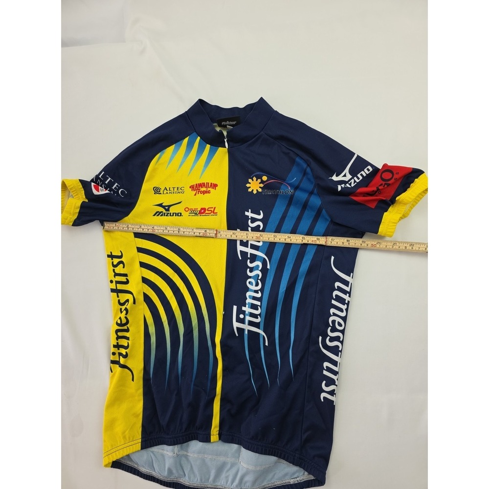 F2P Cycling Sponsored Jersey Large Blue Yellow Mizuno Fitness First - Picture 13 of 14